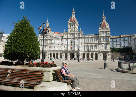 PALACIO MUNICIPAL TOWN HALL PLAZA MARIA PITA LA CORUNA GALICIA SPAIN Stock Photo