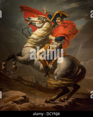 19th century  -  Napoleon Bonaparte Crossing the Alps - Jacques-Louis David (1802) Philippe Sauvan-Magnet / Active Museum Stock Photo