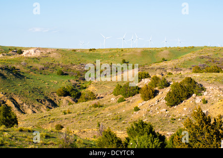 Wind turbines farm in Limon, Colorado. Stock Photo