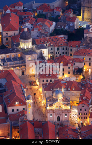 Dubrovnik Croatia. Luza square and Cathedral of the Assumption of the Virgin Mary (down right) Stock Photo