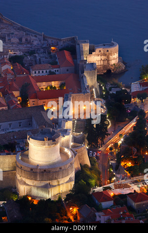 Dubrovnik Crioatia. City walls with fort Minceta front. Stock Photo