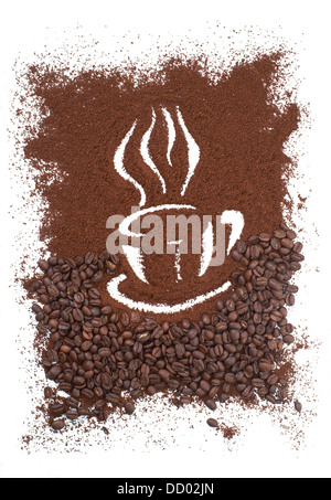 Coffee Cup Made From Coffee Beans Background. Stock Photo