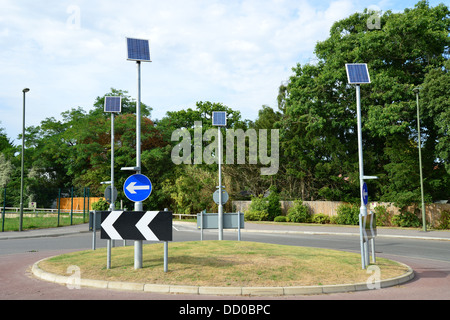 Roundabout at Earlswood Park housing development, Bagshot, Surrey, England, United Kingdom Stock Photo