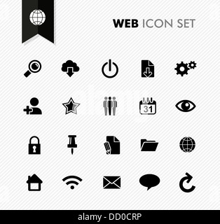 Internet black isolated icon set, web elements background illustration. Vector file layered for easy editing. Stock Photo