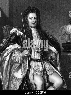 Sidney Godolphin, 1st Earl of Godolphin (1645-1712) on engraving from 1830. Leading English politician. Stock Photo