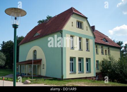 The 'Haus Fichtengrund' on today's grounds of the Stephanus foundation is pictured in Templin, Germany, 22 August 2013. German chancellor Angela Merkel lived in the apartment on the second floor with her mother and her father, called Kasner. Photo: PATRICK PLEUL Stock Photo