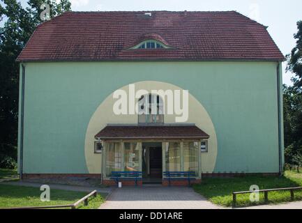 The 'Haus Fichtengrund' on today's grounds of the Stephanus foundation is pictured in Templin, Germany, 22 August 2013. German chancellor Angela Merkel lived in the apartment on the second floor with her mother and her father, called Kasner. Photo: PATRICK PLEUL Stock Photo