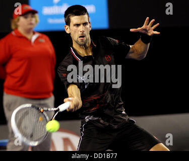 Novak Djokovic (Srb) defeated Llayton Hewitt (Aus) 6:1,6:3,4:6,6:3.. Tennis. Australian Open 2012. Melbourne. Australia - 22.1.12. Stock Photo