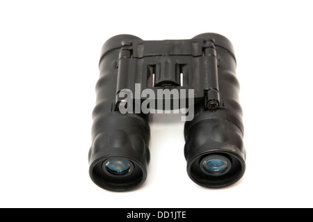 black binoculars on a white background Stock Photo
