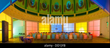 Whitley Bay, UK. 22nd Aug, 2013. Whitley Bay Film Festival 2013 transform the interior of The Spanish City Dome at Whitley Bay into a multiplex cinema with deckchairs as seats. Events run until 5th September 2013. Credit:  Bailey-Cooper Photography/Alamy Live News Stock Photo