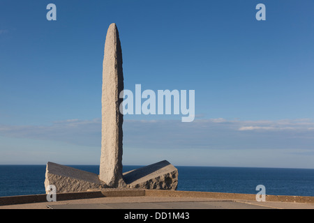 Ranger monument, Pointe du Hoc memorial, Omaha Beach, Lower Normandy, France Stock Photo