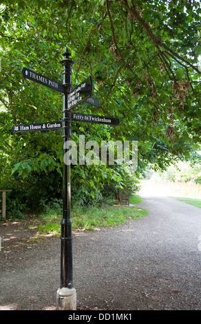 Thames Path sign along River at Richmond - TW9 London UK Stock Photo
