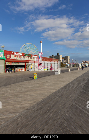 The Coney Island boardwalk, populated with amusement parks. December 22, 2011, Brooklyn, New York Stock Photo