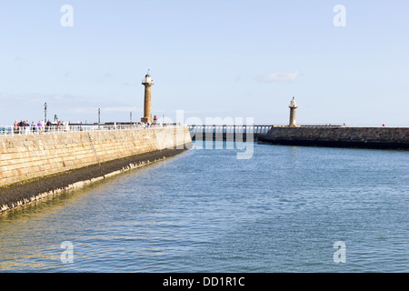 Whitby harbour entrance - north Yorkshire, England Stock Photo