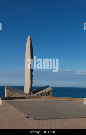 Ranger monument, Pointe du Hoc memorial, Omaha Beach, Lower Normandy, France Stock Photo