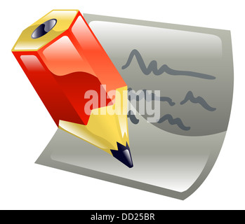 Pencil writing on paper icon clipart Stock Photo