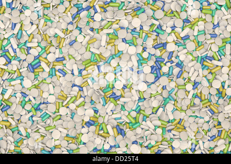 wallpaper of blue, green and white colored drugs Stock Photo