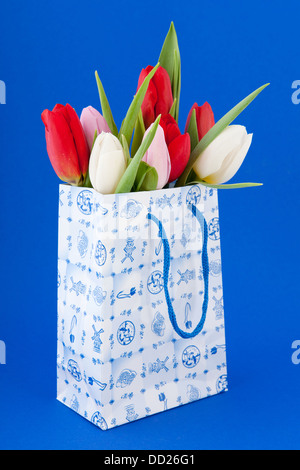 Dutch souvenir bag with tulips Stock Photo