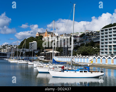 dh Lambton Harbour WELLINGTON NEW ZEALAND Boats in marina Yachts St Gerards Monastery Wellington daytime waterfront Stock Photo