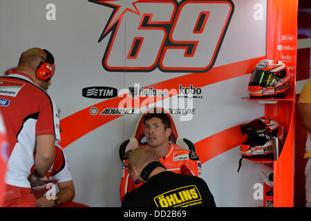 Brno, Czech Republic. 23rd Aug, 2013. Nicky Hayden (Ducati Team) during the practice session session of the Czech Republic Moto GP from the Brno Circuit. Credit:  Action Plus Sports/Alamy Live News Stock Photo