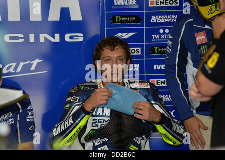 Brno, Czech Republic. 23rd Aug, 2013. Valentino Rossi (Yamaha Factory Racing)during the free practice session of the Czech Republic Moto GP from the Brno Circuit. Credit:  Action Plus Sports/Alamy Live News Stock Photo