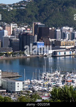dh Lambton Harbour WELLINGTON NEW ZEALAND Chaffers Marina yachts Wellington Harbour waterfront city skyline cityscape view