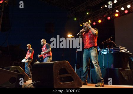 CITRUS HEIGHTS, CA - AUGUST15: Hip-hop group Bell Biv Devoe performs at the Sunrise at Night Concert Series at Sunrise Marketplace in Citrus Heights, California Stock Photo