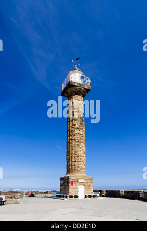 Lighthouse on Whitby West Pier Yorkshire England UK Europe Stock Photo