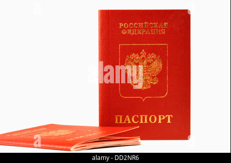 Two passports of foreign, isolated on white background Stock Photo