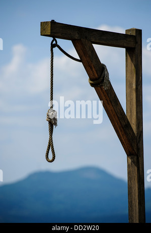 The gallows at the Natzweiler-Struthof German concentration camp located in the Vosges Mountains Stock Photo