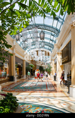 Luxury shopping mall in Via Bellagio promenade, Bellagio Hotel, Las Vegas Stock Photo