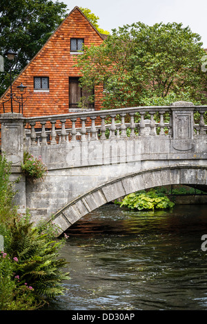 City Bridge and City Mill on the River Itchen in Winchester, Hampshire, UK Stock Photo