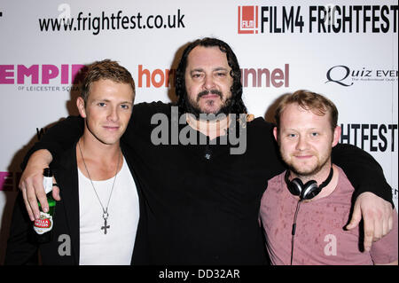 Charlie Bewley, Ivan Kaye , Michael Jibson attends The 14th Frightfest Film Festival on Sat 24 August 2013 at The Empire, Leicester Square, LONDON to promote their film HAMMER OF THE GODS. Persons pictured: Charlie Bewley, Ivan Kaye , Michael Jibson. The festival, now in its 14th year, attracts thousands of genre fans each August to the heart of London's West End and the prodigious Empire Cinema, for five packed days of premieres, previews, personal appearances, signings and surprises. Picture by Julie Edwards Stock Photo