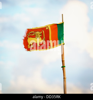 Old fabric flag of Democratic Socialist Republic of Sri Lanka Stock Photo