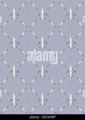 seamless vintage pattern with royal lilies Stock Photo