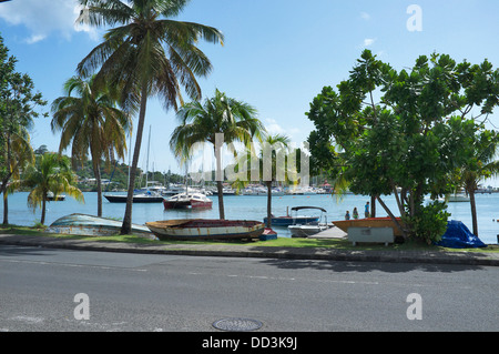 Looking across the lagoon towards Port Louis marina near St. George's the capital of Grenada one of the Caribbean islands Stock Photo