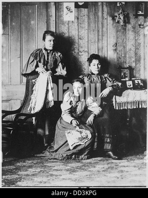 A portrait of three young women captured on a glass plate in Ialomița ...