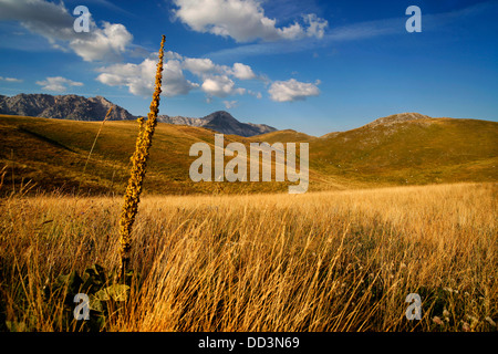 The landscape near Campo Imperatore in the Gran Sasso National Park in Abruzzo, Italy. Stock Photo