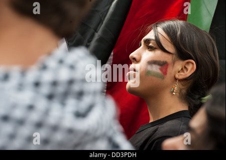 Palestinian youth from the Galilee town of Sakhnin march during a Land Day demonstration. Stock Photo