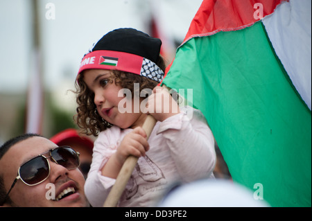 Palestinian youth from the Galilee town of Sakhnin march during a Land Day demonstration. Stock Photo