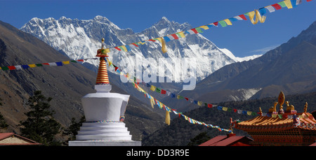 Tengboche Monastery, is located in the in the Khumbu region of eastern Nepal and is a working Tibetan Buddhist monastery Stock Photo