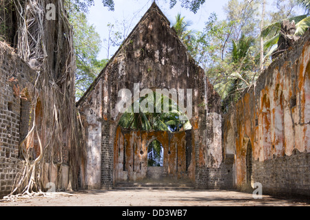 Old ruins of a church, Presbyterian Church, Ross Island, Port Blair, Andaman And Nicobar Islands, India Stock Photo