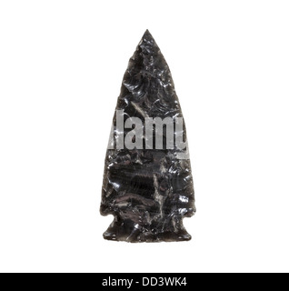 VIntage stone obsidian arrowhead isolated with clipping path. Stock Photo