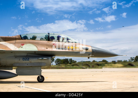 Israeli Air Force (IAF) F-16D (Barak) Fighter jet in flight Stock Photo