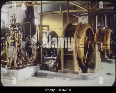 The Strawberry Valley Project in Utah features a power house equipped with turbine wheels and machinery, illustrating the infrastructure of the renewable energy project. Stock Photo