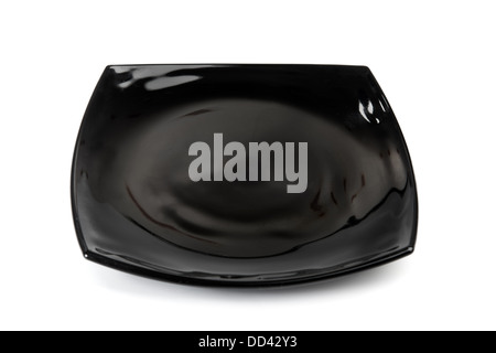 empty black dish isolated on white Stock Photo