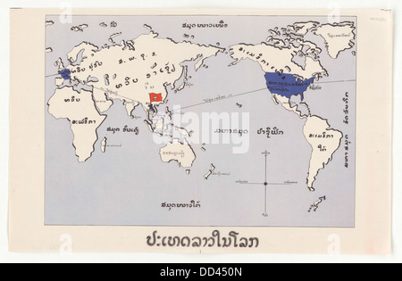 A world map displaying the global distribution of countries and continents. The map shows the Earth's landmasses, oceans, and geographic borders, providing a broad view of the world's political geography. Stock Photo