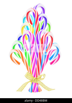 Colorful Candy Canes Christmas Tree Ornament On White Background Stock Photo