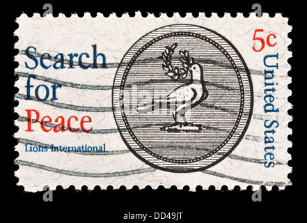 Postage stamp from United States depicting a dove and olive branches Stock Photo