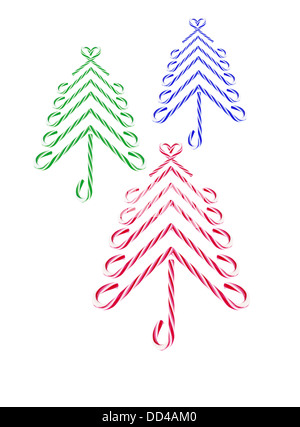 Candy Canes Christmas Trees On White Background Stock Photo